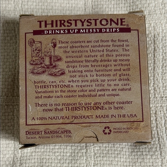 Thirstystone Sandstone Coaster Set with Peach Illustration - Picture 3 of 7